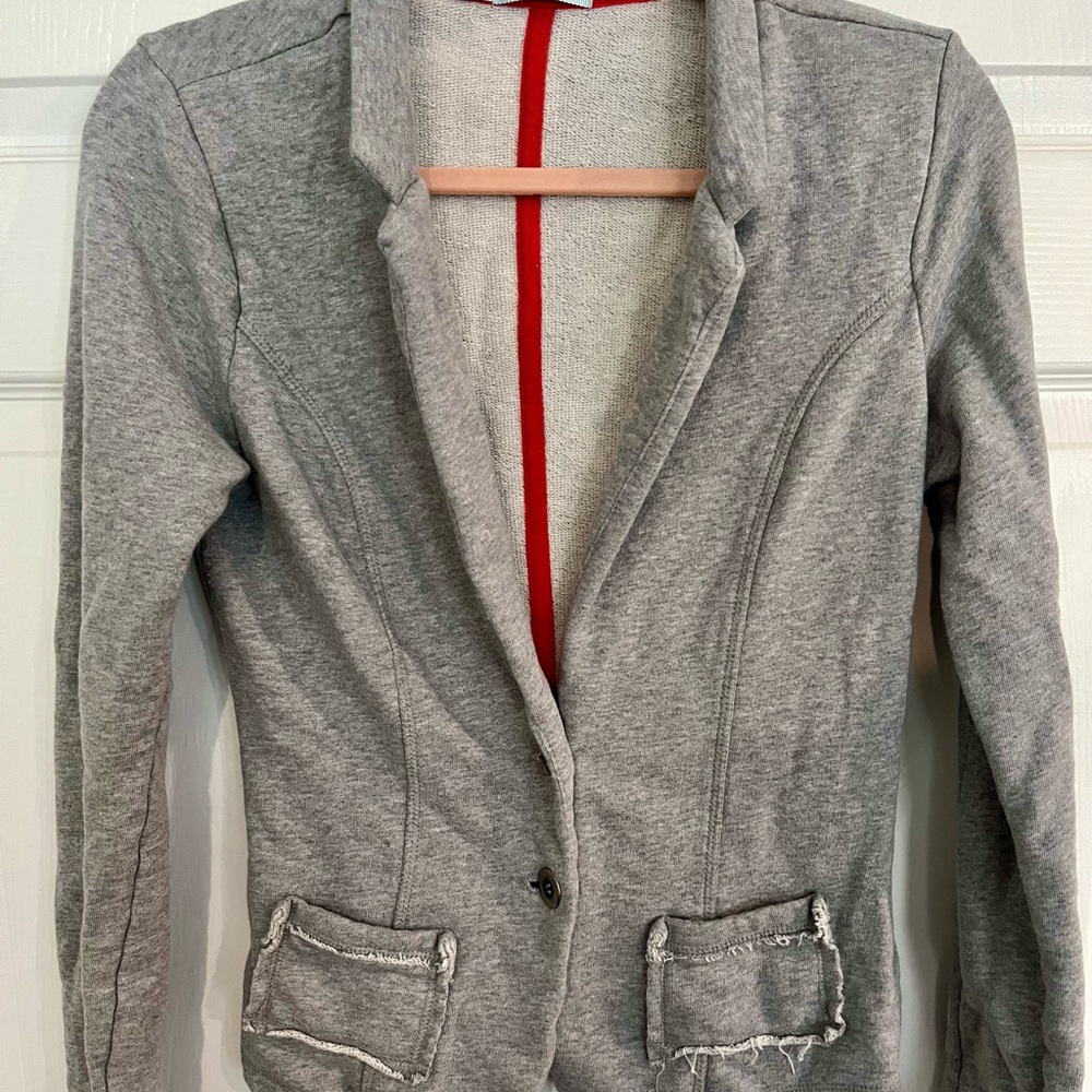 Maurices Heather Gray Blazer with Distressed Pockets